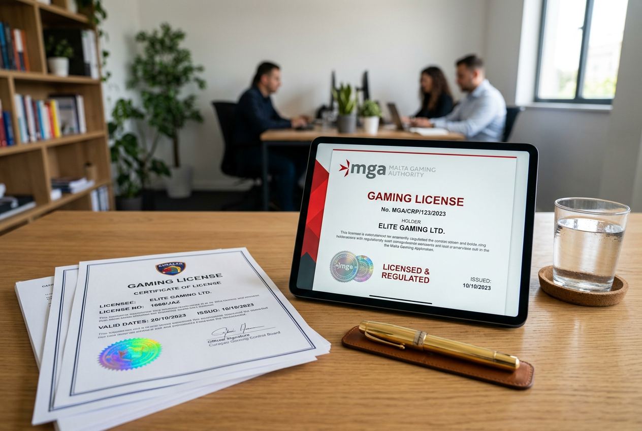 Kolekcja certyfikatów licencyjnych regulatorów hazardowych